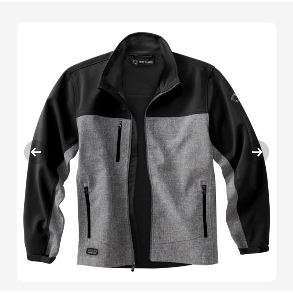 NEW- DRI DUCK 5350 Motion SoftShell Jacket Mens Large Gray/Black Water Resistant